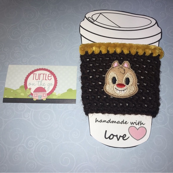 Dale Chipmunk Coffee Cup Cozy-Handmade Crochet Coffee Go Cup